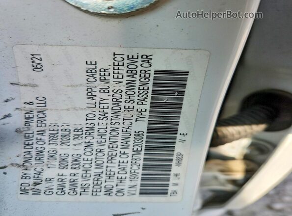 19XFC2F87ME203085 2021 HONDA CIVIC White Շարժիչի բաժամունքի տեսք