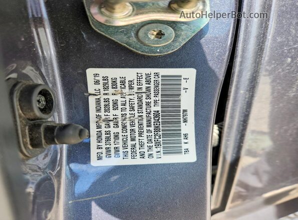 19XFC2F88KE043604 2019 HONDA CIVIC Gray VIN კოდის სტიკერის ხედი