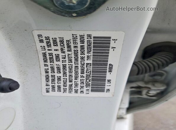19XFC2F8XLE211728 2020 HONDA CIVIC White VIN կոդի պիտակի տեսք