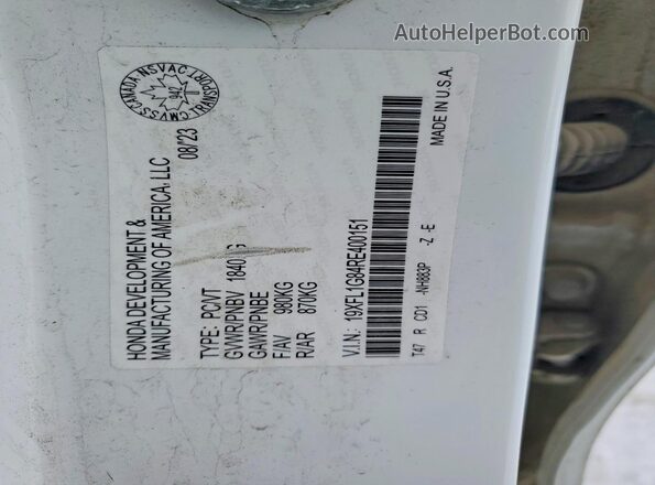 19XFL1G84RE400151 2024 HONDA CIVIC White VIN կոդի պիտակի տեսք
