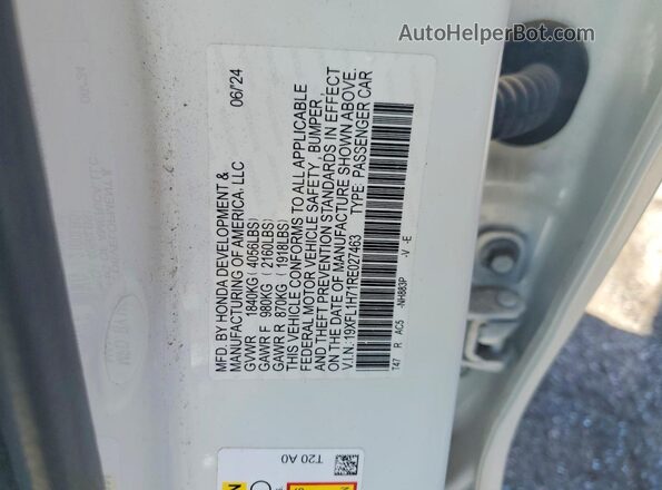 19XFL1H71RE027463 2024 HONDA CIVIC White Vista de la etiqueta del VIN