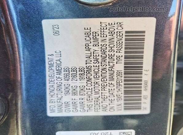19XFL1H79PE012691 2023 HONDA CIVIC Charcoal Շարժիչի բաժամունքի տեսք