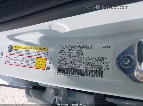 19XFL2H52RE024608 2024 HONDA CIVIC White Vista del compartimento del motor