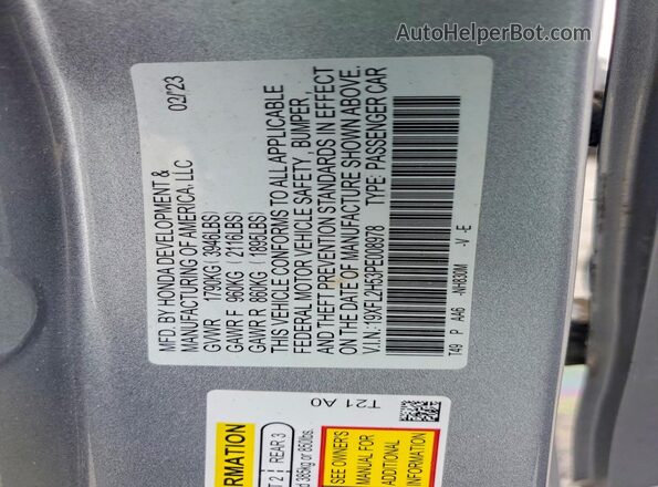 19XFL2H53PE008978 2023 HONDA CIVIC Silver VIN sticker view