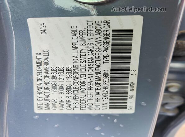 19XFL2H80RE026044 2024 HONDA CIVIC Серый Вид наклейки с VIN-кодом