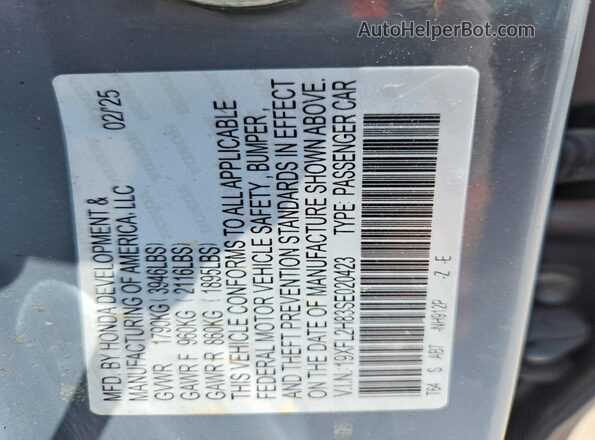 19XFL2H83SE020423 2025 HONDA CIVIC Gray Widok komory silnika