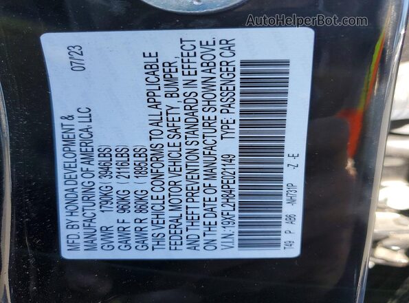 19XFL2H84PE021149 2023 HONDA CIVIC Black VIN sticker view