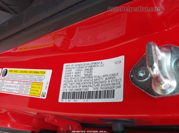 19XFL2H84SE013402 2025 HONDA CIVIC Красный Вид подкапотного пространства