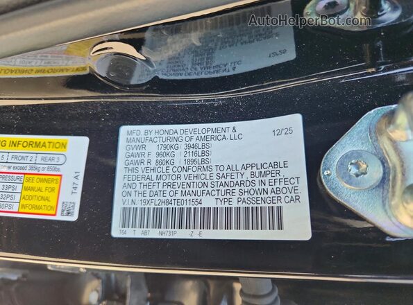 19XFL2H84TE011554 2026 HONDA CIVIC Черный Вид подкапотного пространства