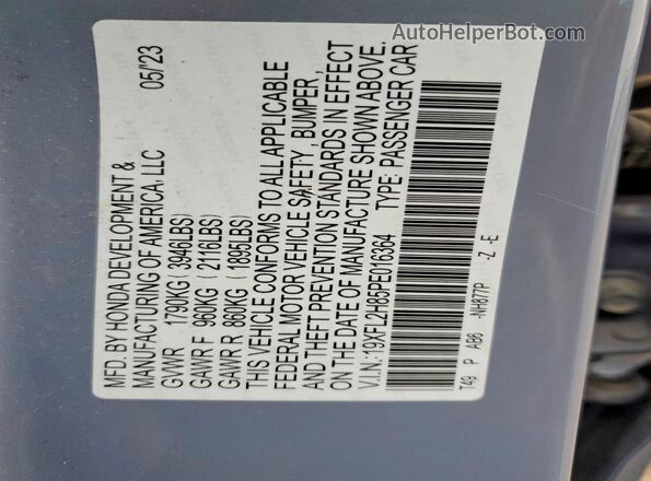 19XFL2H85PE016364 2023 HONDA CIVIC Blue Engine compartment view