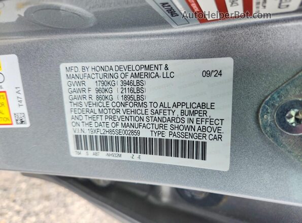 19XFL2H85SE002859 2025 HONDA CIVIC Серебряный Вид подкапотного пространства