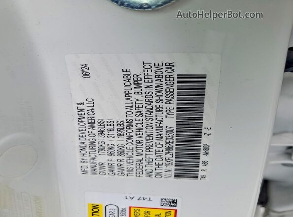 19XFL2H86RE035007 2024 HONDA CIVIC White Շարժիչի բաժամունքի տեսք