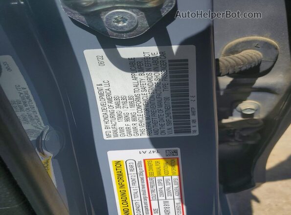 19XFL2H87NE017190 2022 HONDA CIVIC Gray Вид підкапотного простору