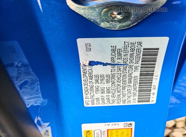 19XFL2H87PE007679 2023 HONDA CIVIC Синий Вид подкапотного пространства