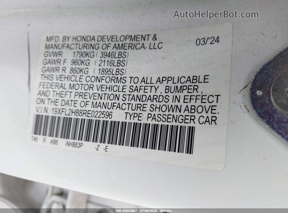 19XFL2H88RE022596 2024 HONDA CIVIC White Շարժիչի բաժամունքի տեսք