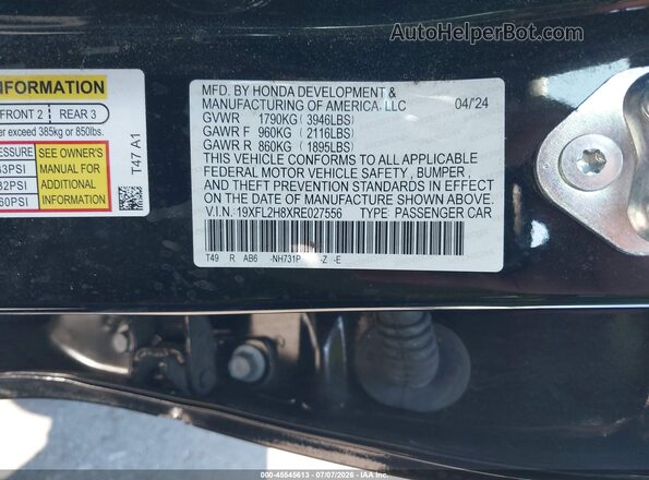 19XFL2H8XRE027556 2024 HONDA CIVIC Black Вид підкапотного простору