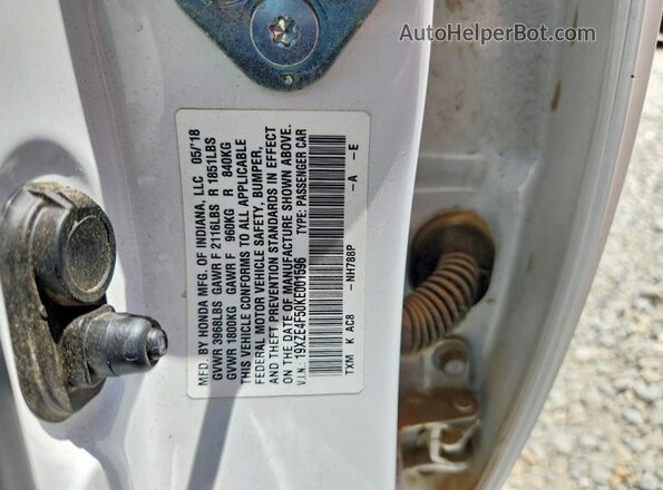 19XZE4F50KE001596 2019 HONDA INSIGHT White Շարժիչի բաժամունքի տեսք
