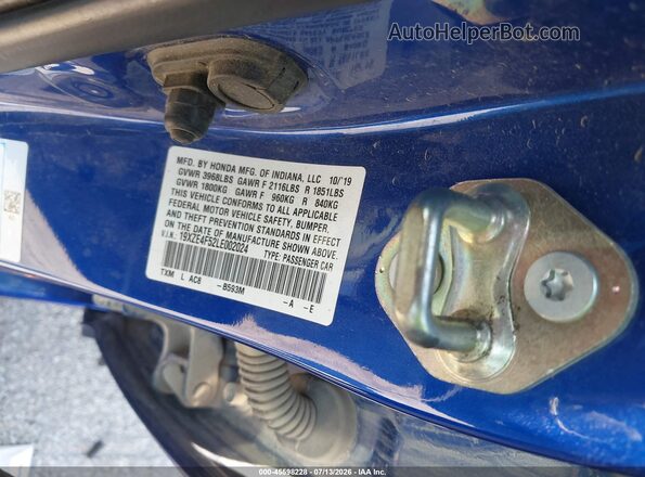 19XZE4F52LE002024 2020 HONDA INSIGHT Синий Вид подкапотного пространства