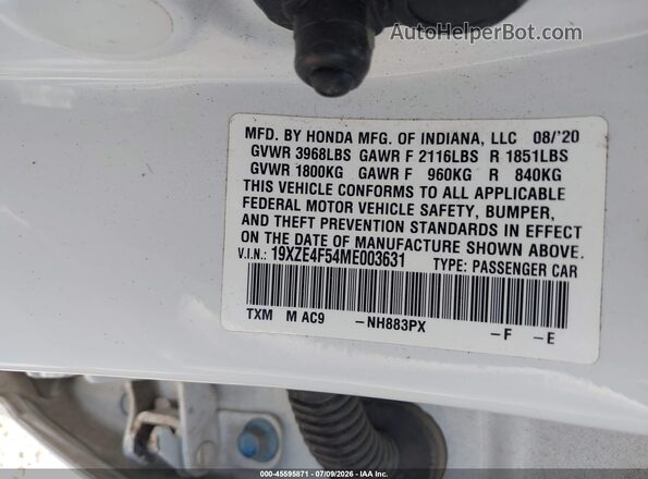 19XZE4F54ME003631 2021 HONDA INSIGHT Белый Вид подкапотного пространства