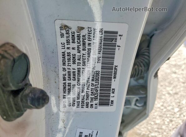 19XZE4F57LE002083 2020 HONDA INSIGHT White ძრავის განყოფილების ხედი