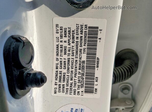 19XZE4F58LE009186 2020 HONDA INSIGHT White Вид підкапотного простору