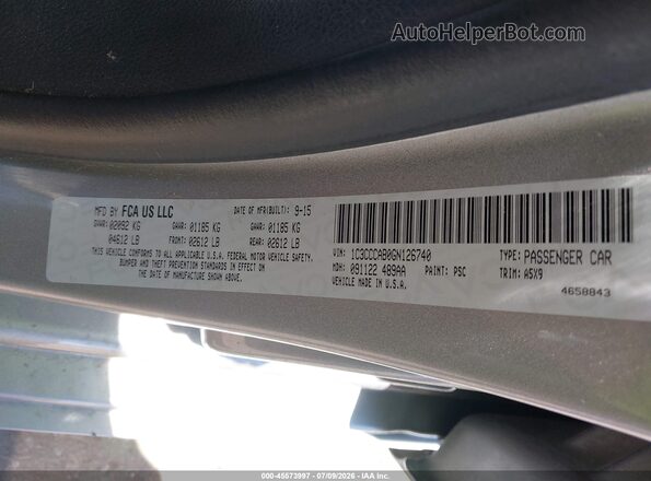 1C3CCCAB0GN126740 2016 CHRYSLER 200 Silver Vista del compartimento del motor