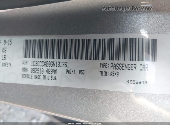 1C3CCCAB0GN131761 2016 CHRYSLER 200 Silver Widok komory silnika