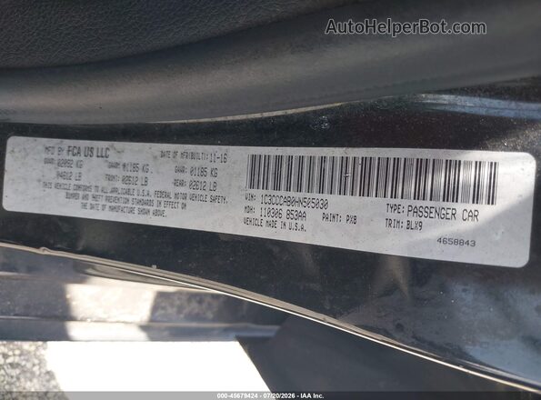 1C3CCCAB0HN505030 2017 CHRYSLER 200 Black Շարժիչի բաժամունքի տեսք