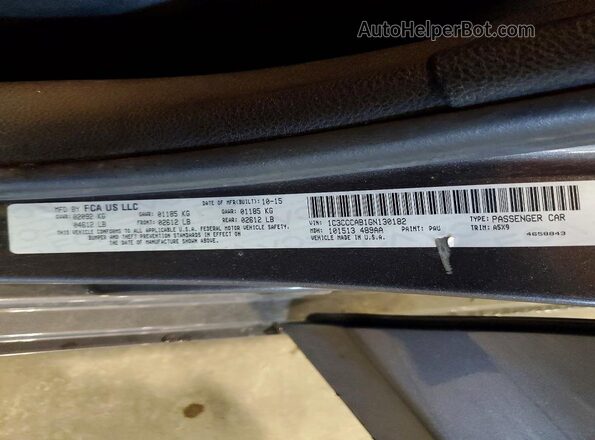 1C3CCCAB1GN130182 2016 CHRYSLER 200 Gray Շարժիչի բաժամունքի տեսք