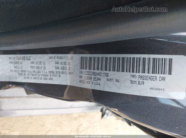 1C3CCCAB2HN511766 2017 CHRYSLER 200 Серый Вид подкапотного пространства