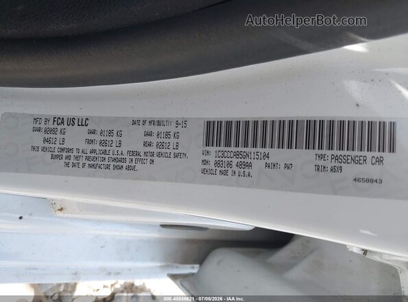1C3CCCAB5GN115104 2016 CHRYSLER 200 White Շարժիչի բաժամունքի տեսք