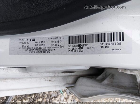 1C3CCCAB6GN137807 2016 CHRYSLER 200 Белый Вид подкапотного пространства