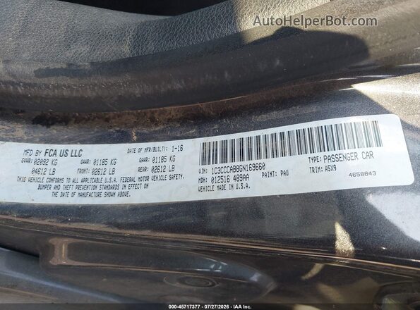 1C3CCCAB8GN169660 2016 CHRYSLER 200 Gray Engine compartment view