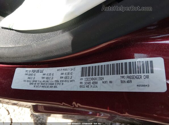 1C3CCCABXGN115924 2016 CHRYSLER 200 Red Շարժիչի բաժամունքի տեսք