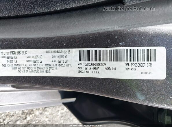 1C3CCCABXGN164525 2016 CHRYSLER 200 Gray Vista del compartimento del motor