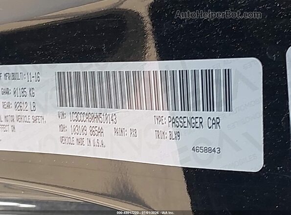 1C3CCCAG0HN510143 2017 CHRYSLER 200 Black Widok komory silnika