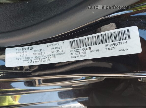 1C3CCCBGXGN147296 2016 CHRYSLER 200 Black ძრავის განყოფილების ხედი