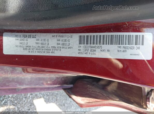 1C3CCCFB0HN510575 2017 CHRYSLER 200 Red Вид підкапотного простору