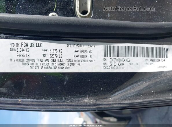 1C3CDFAA1GD643962 2016 DODGE DART Black Вид підкапотного простору