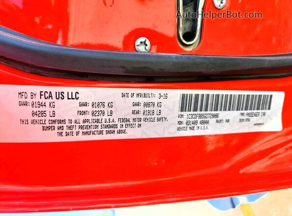 1C3CDFBB5GD729086 2016 DODGE DART Orange Вид підкапотного простору