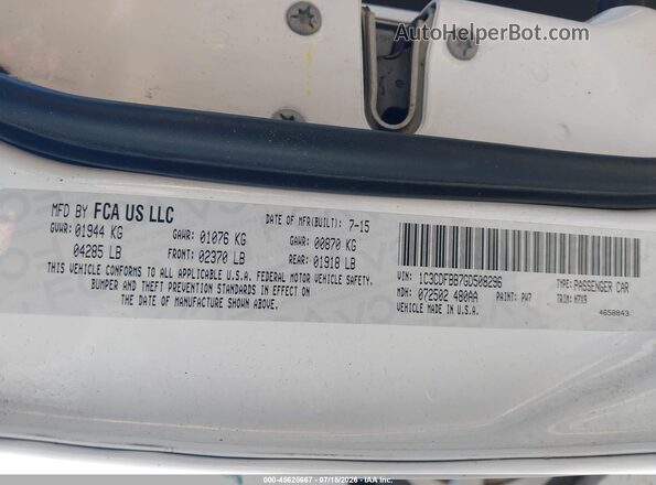 1C3CDFBB7GD508296 2016 DODGE DART Белый Вид подкапотного пространства
