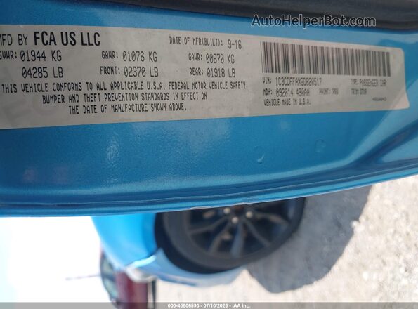1C3CDFFAXGD820517 2016 DODGE DART Blue Widok komory silnika