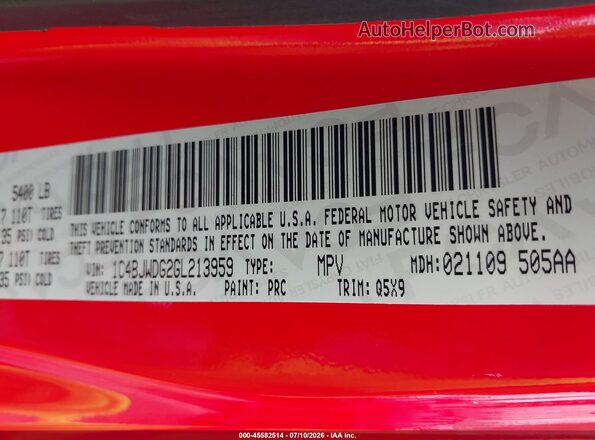 1C4BJWDG2GL213959 2016 JEEP WRANGLER UNLIMITED Red ძრავის განყოფილების ხედი