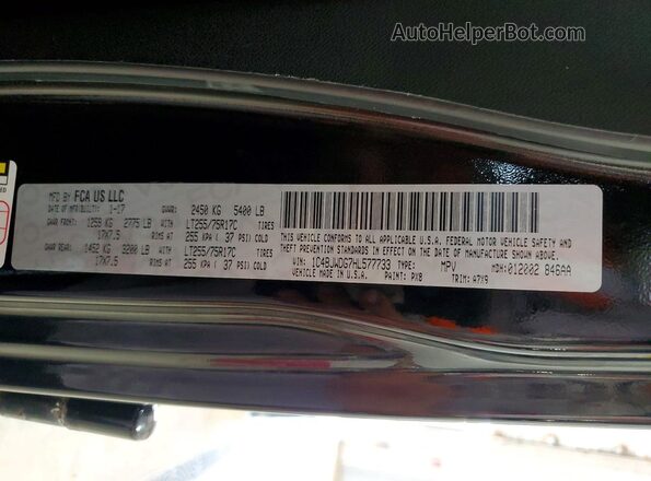 1C4BJWDG7HL577733 2017 JEEP WRANGLER Black Vista de la etiqueta del VIN