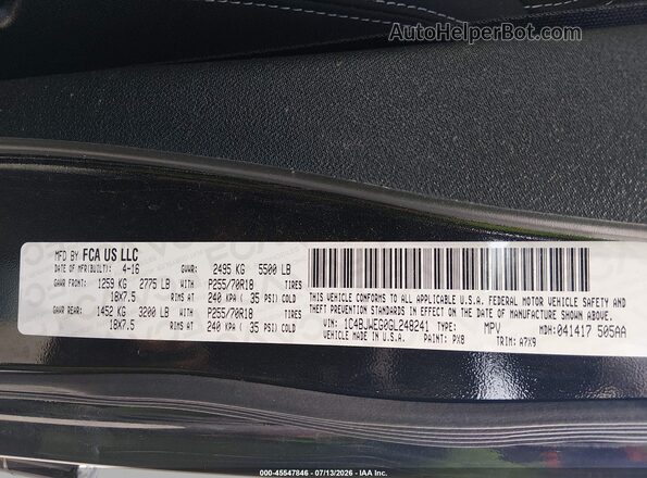1C4BJWEG0GL248241 2016 JEEP WRANGLER UNLIMITED Black ძრავის განყოფილების ხედი