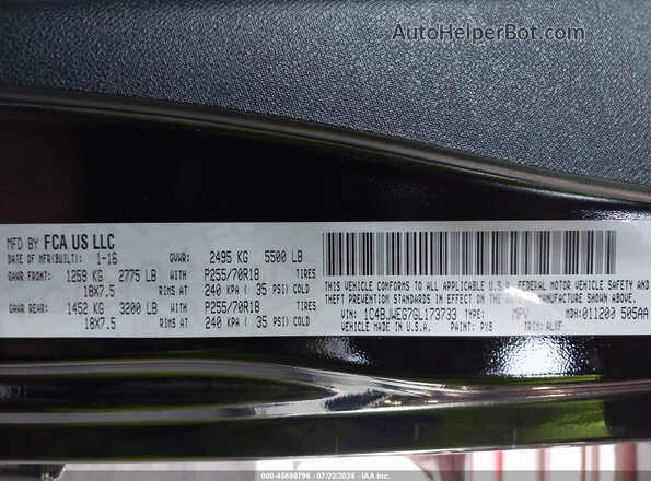 1C4BJWEG7GL173733 2016 JEEP WRANGLER UNLIMITED Black Engine compartment view