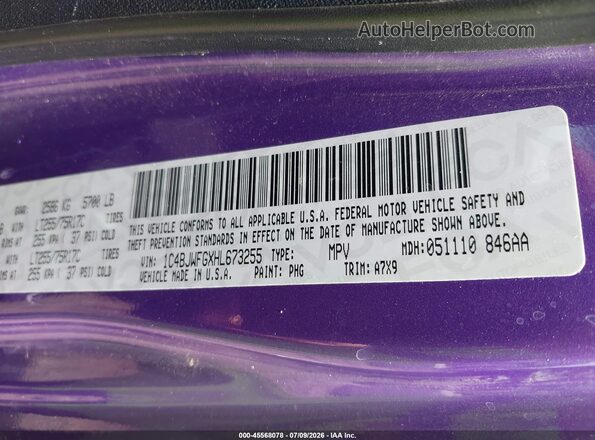 1C4BJWFGXHL673255 2017 JEEP WRANGLER UNLIMITED Purple Vista del compartimento del motor
