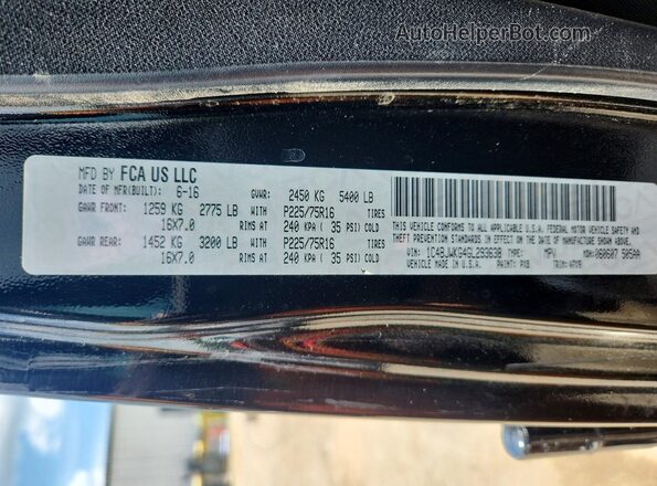 1C4BJWKG4GL293638 2016 JEEP WRANGLER Black 360 interior view