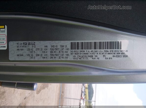 1C4HJWEG3GL244680 2016 JEEP WRANGLER UNLIMITED Silver Вид підкапотного простору