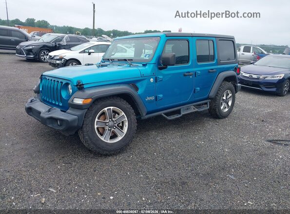 1C4HJXDG8LW118220 2020 JEEP WRANGLER UNLIMITED Turquoise Առջևի ձախ երեք քառորդ տեսարան